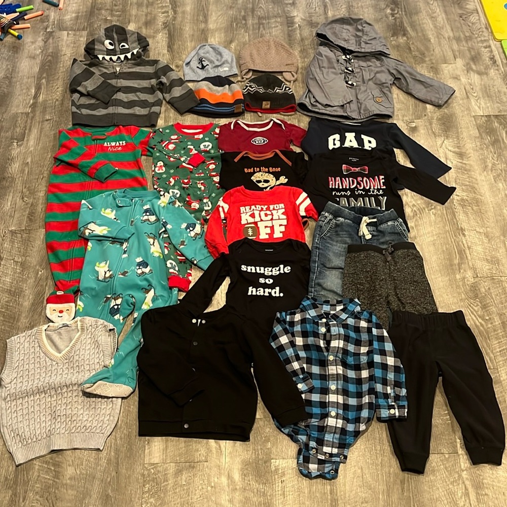 Baby boy 18 months clothes jacket bundle pajamas long sleeve onesies pant